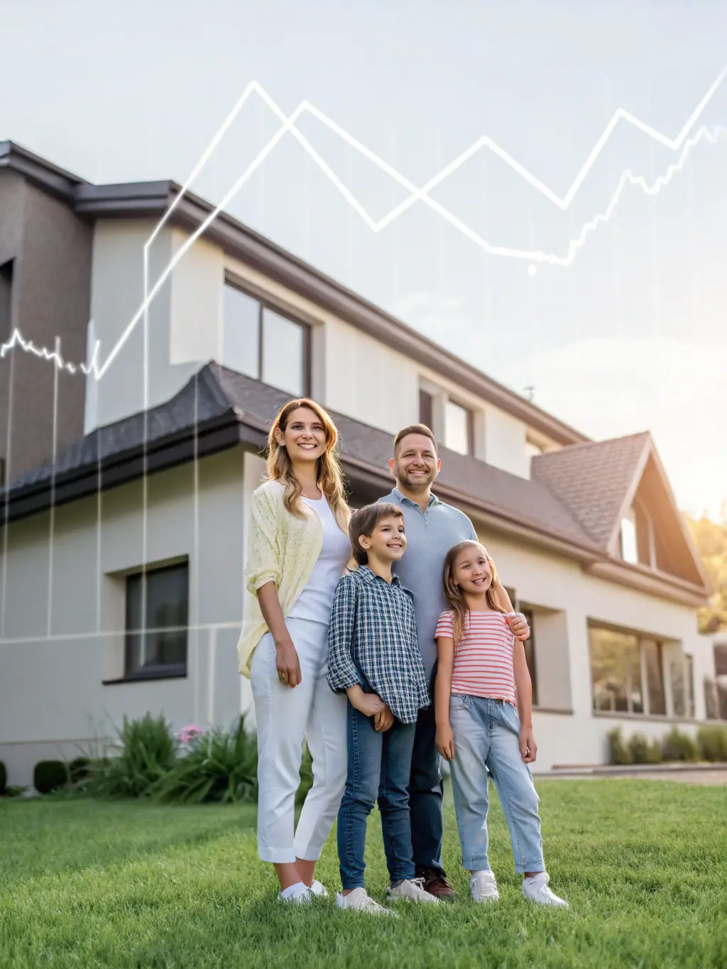 A person standing next to a family, handing them a life insurance policy document, symbolizing security and future planning.